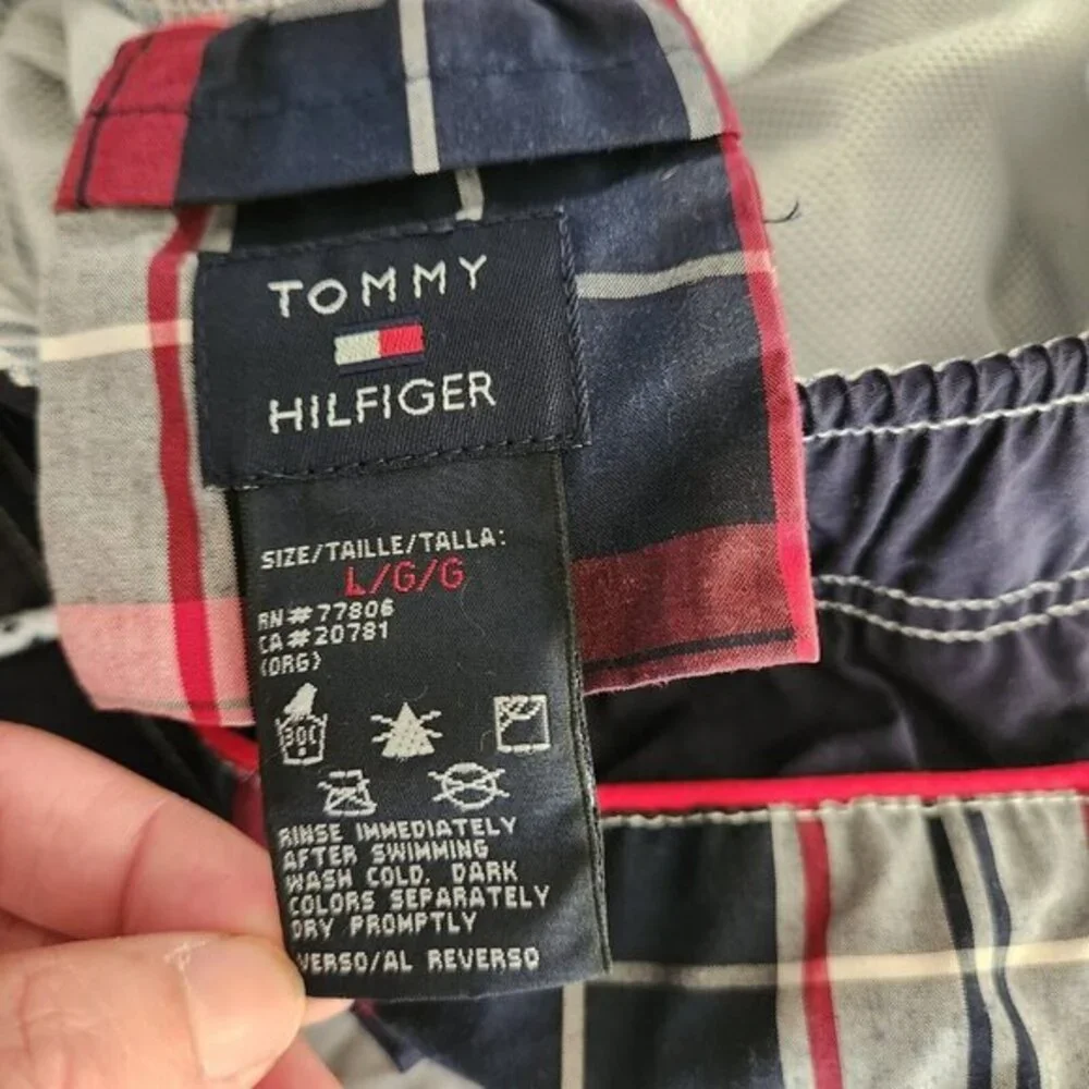 Tommy Hilfiger Mens Big Logo‎ Swimming Trunks Swimwear Red Blue White sz Large